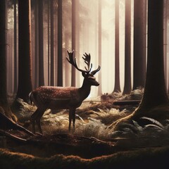 reindeer in the forest animal background for social media