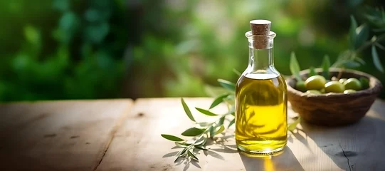 Wandaufkleber Bottle of Olive Oil with Fresh Olives © imagineRbc