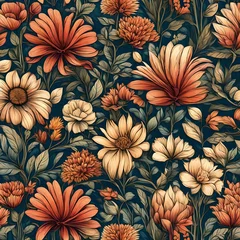 Zelfklevend Fotobehang a beautiful flower pattern illustration with muted colors © freelanceartist