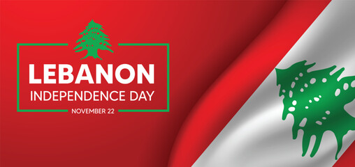 Lebanon Independence Day 22 November waving flag vector poster