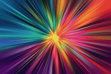 Obraz premium 002Interstellar space traveling on hyper speed through a warp-tunnel. Pixelated colorful background with glowing tunnel and vibrant light traces. Retro sci-fi and astrophysics concept of hyperspace.