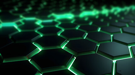 green abstract background with hexagons