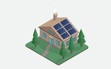 solar cell roof top, house with installation solar cell roof top