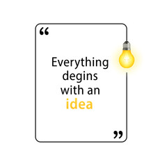 Idea quote with light bulb with gears. Big ideas concept inspires innovation, invention, effective thinking. text. contours. Vector for your design. Vector illustration