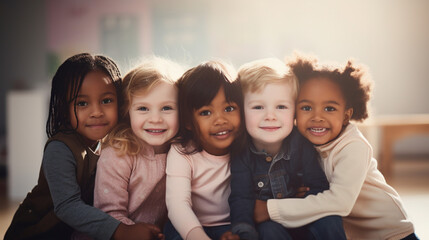 Obraz premium Group of multiethnic children. 