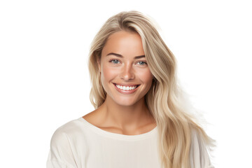Studio portrait of a beautiful Nordic woman with clean healthy skin isolated on transparent png background. - obrazy, fototapety, plakaty