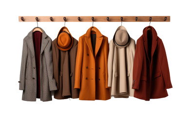Collection of Colorful Coat Rack is Hanging Isolated on Transparent Background PNG.