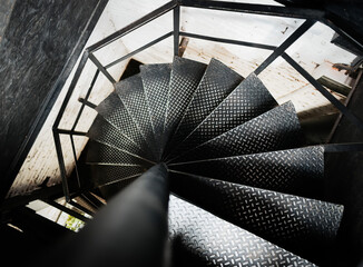 Spiral metal staircase leading down