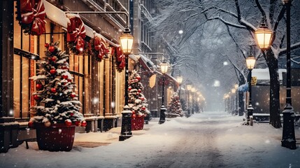 winter street at Christmas time