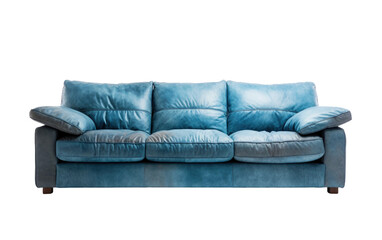 Double Soft Beautiful Blue Couch Isolated on Transparent Background PNG.