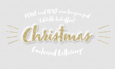 gold glitter embossed text effect