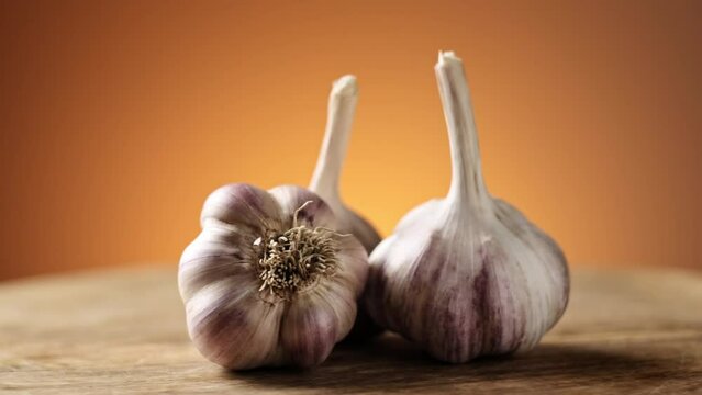 Garlic, healthy benefit food. Stock footage video 4k
