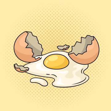 recommend clip art: Broken chicken egg pinup pop art retro hand drawn vector illustration. Comic book style imitation.