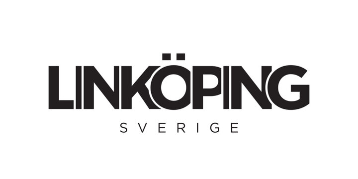 Linkoping in the Sweden emblem. The design features a geometric style, vector illustration with bold typography in a modern font. The graphic slogan lettering.