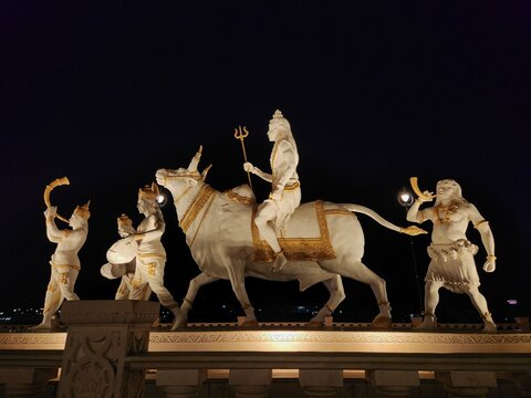 Ujjain, Madhya Pradesh India - Dec 13 2022: Night View of Mahakal Lok Corridor, Mahakaleshwar Jyotirlinga (Jyotirling), Ujjain.
