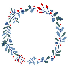 Christmas wreath floral frame , New year wreath frame , Celebration Frame , Christmas frame , New year frame, gift floral wreath design ,decorative wreath frame vector illustration