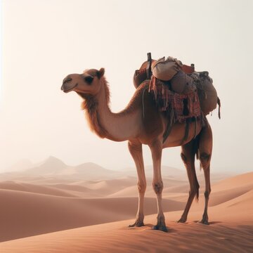 carnel on the desert animal background for social media