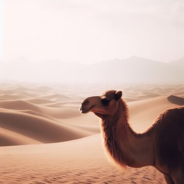 carnel on the desert animal background for social media