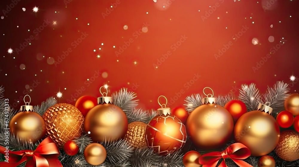 Canvas Prints christmas decorations over red background