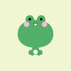 A green smiling childish frog is sitting. Cartoon style. Vector illustration.