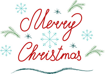 Inscription Marry Christmas. Vector illustration. White background.
