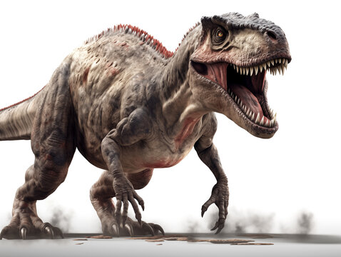 Predatory dinosaur attack. Prehistoric animal created with Generative AI.