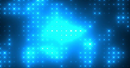 Abstract loop glowing yellow orange brightldisco wall with light bulbs abstract background