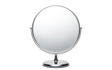 Circle Shape Mirror With Stand Isolated On Transparent Background PNG.