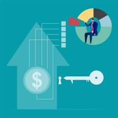 Investment asset allocation and balancing concept Businessman investors make pie charts to balance their portfolios to suit risk and return. © ABC-XYZ