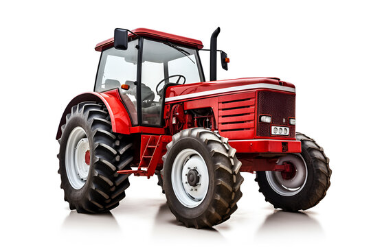 Red tractor on a white background