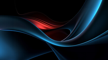 Diseño abstracto de olas rojo y morado sobre fondo negro, futurista, neon - obrazy, fototapety, plakaty