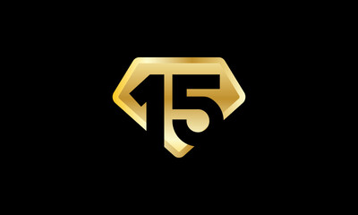 Fototapeta premium Diamond Gold Number Elegant Fashion Logo