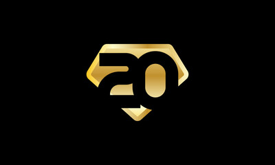 Diamond Gold Number Elegant Fashion Logo