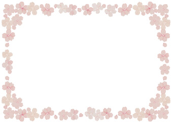 水彩で描いた可愛い桜フレーム　白背景