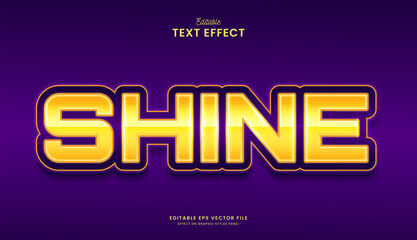 Obraz premium decorative yellow shine neon editable text effect vector design