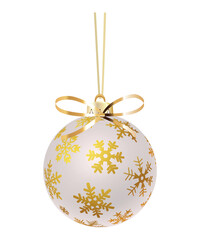 vector volumetric white christmas ball with snowflakes pattern