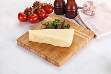 Piece Italian hard parmesan cheese