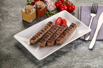 Grilled beef kebab minced meat