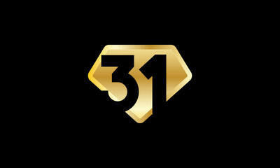 Diamond Gold Number Elegant Fashion Logo