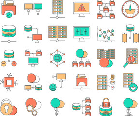 Network and hosting icon set