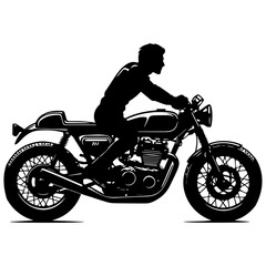 A man Riding a motorcycle vector silhouette
