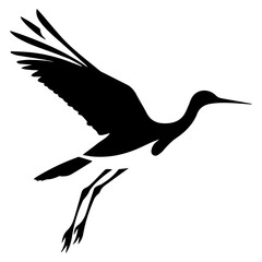 Avocet vector silhouette black color white background
