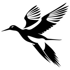 Avocet vector silhouette black color white background