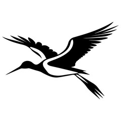 Avocet vector silhouette black color white background