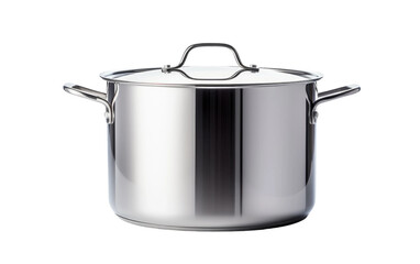 Silver Color Shinny Stockpot Isolated On Transparent Background PNG.