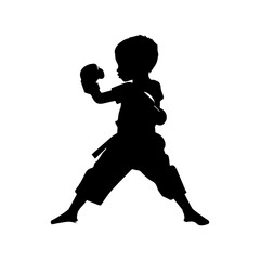 Vector silhouette of a baby Boxing,  The child in Boxing.