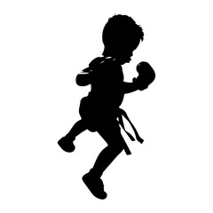 Fototapeta na wymiar Vector silhouette of a baby Boxing, The child in Boxing.
