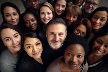 Obraz premium Portrait of diverse multi ethnic people looking at camera