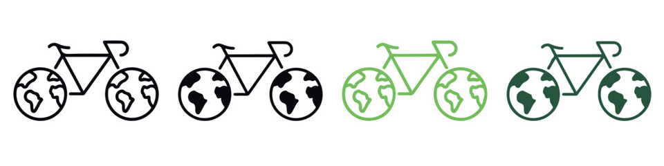 Electric bicycle icon. Black cable electrical bike contour and plug charging symbol. Eco friendly electro cycle vehicle sign concept. Vector battery powered e-bike transportation eps illustration
