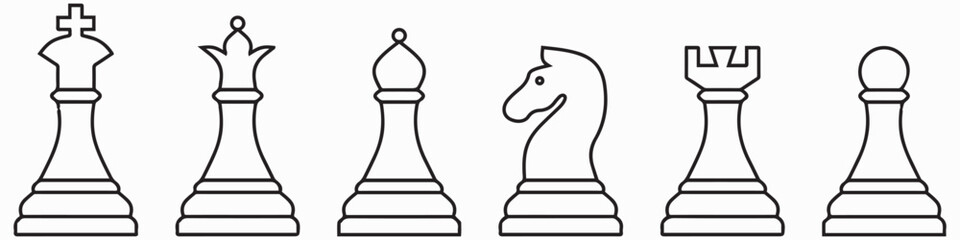Chess silhouettes. Chess vector icons. Flat back chess icons. Chess pieces. EPS 10 - obrazy, fototapety, plakaty